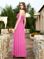 Square Neck Lace Bridesmaid Gown with Slit Azalea