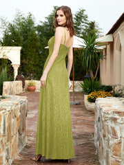 Square Neck Lace Bridesmaid Gown with Slit Clover