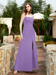 Square Neck Lace Bridesmaid Gown with Slit Tahiti