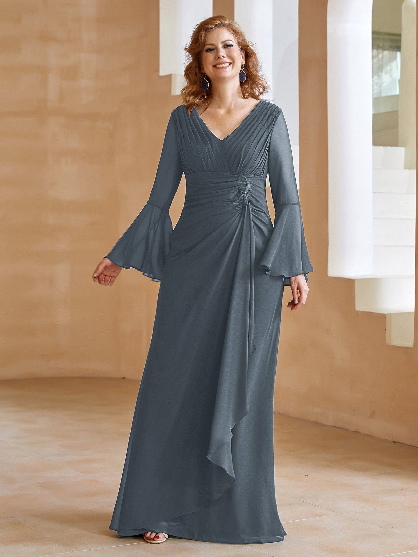 blue pinstripe dress Pinstripe Smocked Waist Dress/Blue main image 1