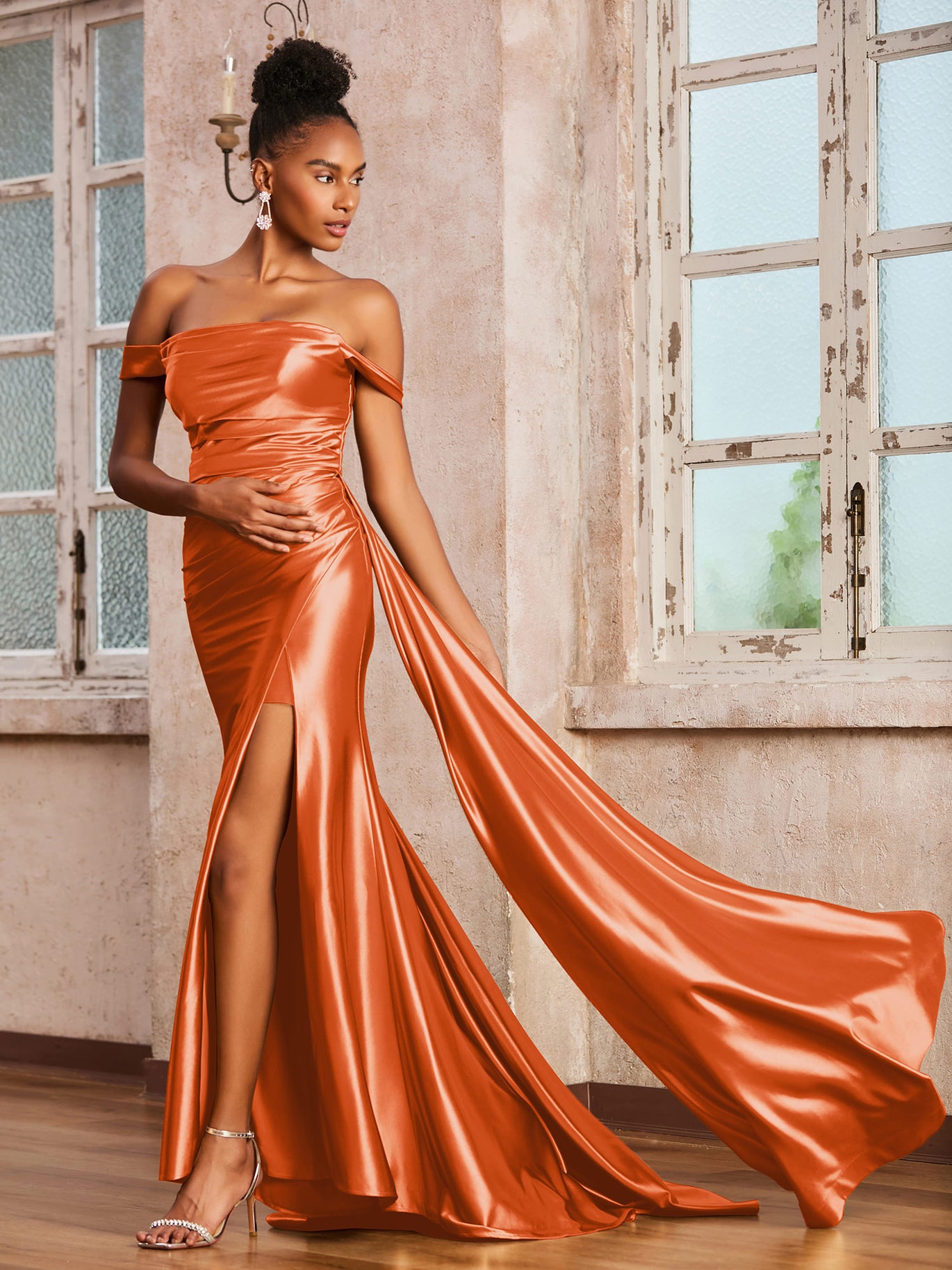 Burnt Orange Bridesmaid Dresses BABARONI Burnt Orange Bridesmaid Dresses BABARONI