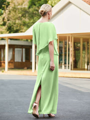 V-neck Sheath Dress with Back Hem Slit Sage