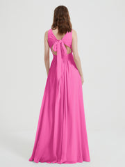 Open Back Chiffon Dresses with V neck Azalea Plus Size