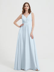 Open Back Chiffon Dresses with V neck Mist