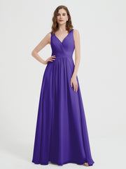 Open Back Chiffon Dresses with V neck Regency Plus Size