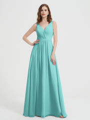 Open Back Chiffon Dresses with V neck Spa