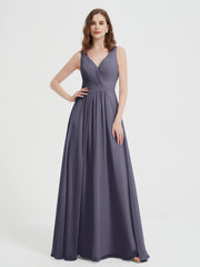 Open Back Chiffon Dresses with V neck Stormy