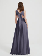 Open Back Chiffon Dresses with V neck Stormy Plus Size