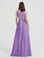 Open Back Chiffon Dresses with V neck Tahiti Plus Size