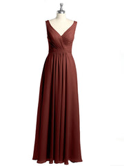Open Back Chiffon Dresses with V neck Terracotta Plus Size