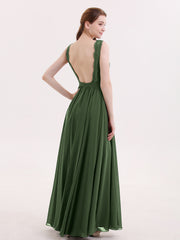 Lace and Chiffon Sexy Dress with Slit Olive Green Plus Size