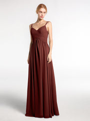 Chiffon Long Bridesmaid Dress with Double Strap Terracotta Plus Size