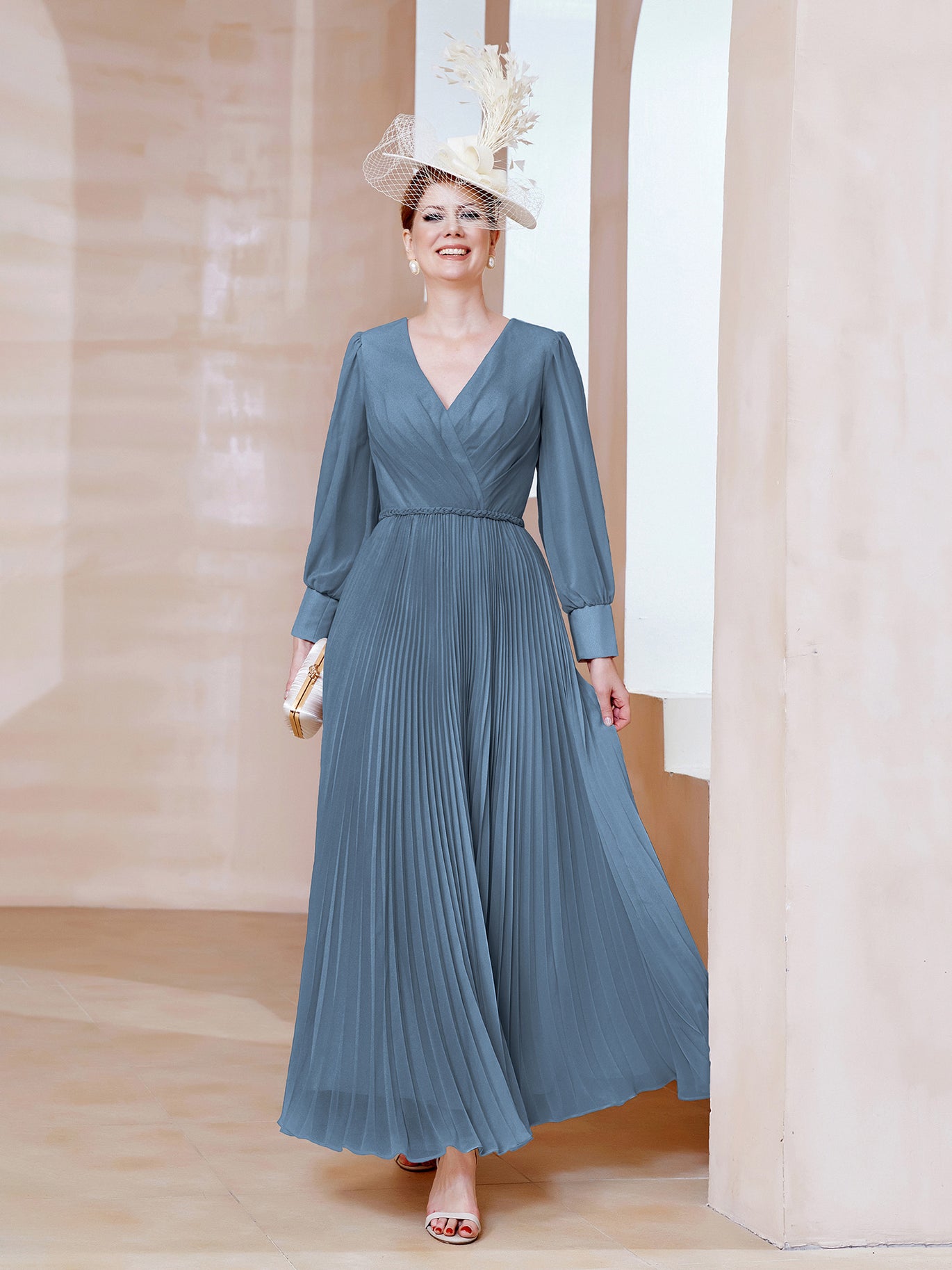 Slate Blue Mother of the Bride Dresses BABARONI Slate Blue Mother of the Bride Dresses BABARONI
