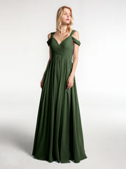 Cold Shoulder Empire Waist Max Dress with Slit Olive Green Plus Size