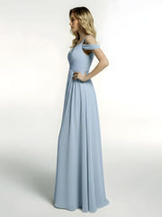 Cold Shoulder Empire Waist Max Dress with Slit Sky Blue