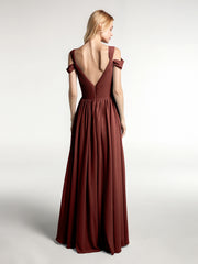 Cold Shoulder Empire Waist Max Dress with Slit Terracotta Plus Size
