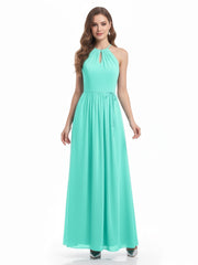 Long Halter Chiffon Dresses with Open Back Spa