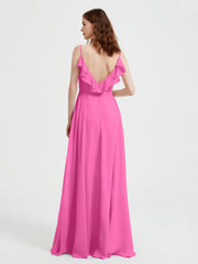 Spaghetti Straps V neck Dresses with Slit Azalea Plus Size