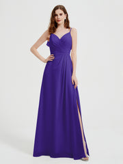 Spaghetti Straps V neck Dresses with Slit Regency Plus Size