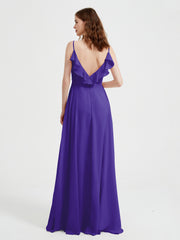 Spaghetti Straps V neck Dresses with Slit Regency Plus Size