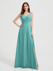 Spaghetti Straps V neck Dresses with Slit Spa Plus Size