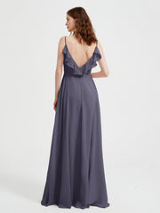 Spaghetti Straps V neck Dresses with Slit Stormy Plus Size