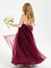Glamorous Junior Bridesmaid Dresses Sequined Top Burgundy