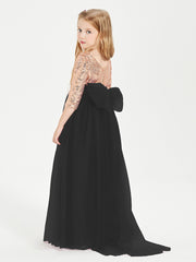 Glamorous Junior Bridesmaid Dresses Sequined Top Black