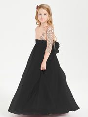 Glamorous Junior Bridesmaid Dresses Sequined Top Black