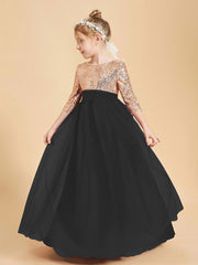 Glamorous Junior Bridesmaid Dresses Sequined Top Black