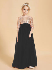 Glamorous Junior Bridesmaid Dresses Sequined Top Black