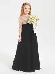 Glamorous Junior Bridesmaid Dresses Sequined Top Black