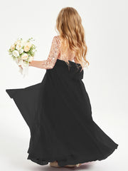 Glamorous Junior Bridesmaid Dresses Sequined Top Black