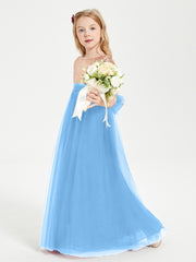 Glamorous Junior Bridesmaid Dresses Sequined Top Blue