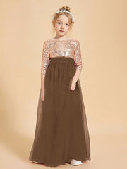 Glamorous Junior Bridesmaid Dresses Sequined Top Brown