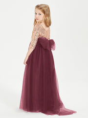 Glamorous Junior Bridesmaid Dresses Sequined Top Cabernet
