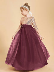 Glamorous Junior Bridesmaid Dresses Sequined Top Cabernet