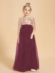Glamorous Junior Bridesmaid Dresses Sequined Top Cabernet