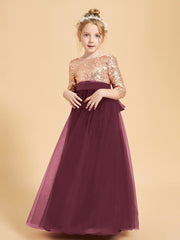 Glamorous Junior Bridesmaid Dresses Sequined Top Cabernet