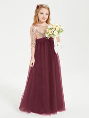 Glamorous Junior Bridesmaid Dresses Sequined Top Cabernet