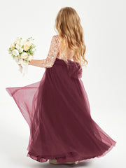 Glamorous Junior Bridesmaid Dresses Sequined Top Cabernet