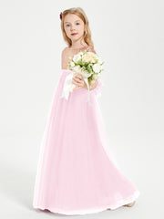 Glamorous Junior Bridesmaid Dresses Sequined Top Candy Pink