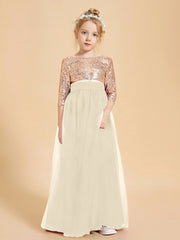 Glamorous Junior Bridesmaid Dresses Sequined Top Champagne