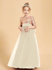 Glamorous Junior Bridesmaid Dresses Sequined Top Champagne