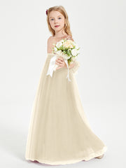Glamorous Junior Bridesmaid Dresses Sequined Top Champagne