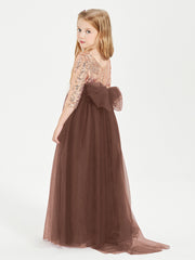 Glamorous Junior Bridesmaid Dresses Sequined Top Chocolate
