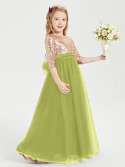 Glamorous Junior Bridesmaid Dresses Sequined Top Clover