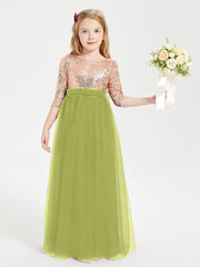 Glamorous Junior Bridesmaid Dresses Sequined Top Clover