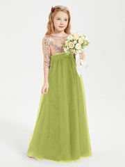 Glamorous Junior Bridesmaid Dresses Sequined Top Clover