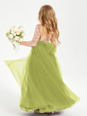 Glamorous Junior Bridesmaid Dresses Sequined Top Clover